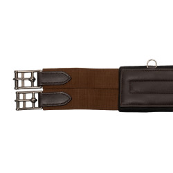 Cinghia anatomica in pelle con neoprene goffrato e imbottito Equestro Marrone scuro
