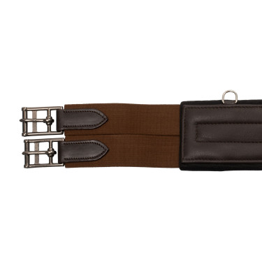 Cinghia anatomica in pelle con neoprene goffrato e imbottito Equestro Marrone scuro