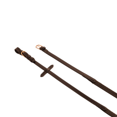 Redini in cuoio e gomma Kris con fibbie in oro rosa Equestro Marrone scuro