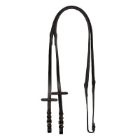 Rênes en cuir et caoutchouc avec boucles argentées (1,6 cm) Equestro Noir