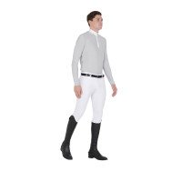 Langarm-Poloshirt aus technischem Fleecestoff Herren Warm+ Equestro Bianco Langarm-Poloshirt aus technischem Fleecestoff Herren Warm+ Equestro Bianco