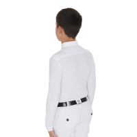Polo a maniche lunghe da ragazzo in tessuto tecnico pile Warm+ Equestro Bianco Polo a maniche lunghe da ragazzo in tessuto tecnico pile Warm+ Equestro Bianco