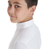 Polo da concorso da ragazzo aderente a maniche lunghe con 3 bottoni Avetis Equestro Bianco Polo da concorso da ragazzo aderente a maniche lunghe con 3 bottoni Avetis Equestro Bianco