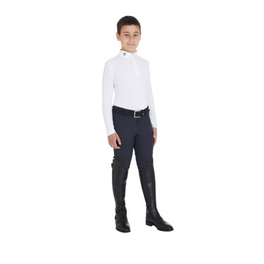 Polo da concorso da ragazzo aderente a maniche lunghe con 3 bottoni Avetis Equestro Polo da concorso da ragazzo aderente a maniche lunghe con 3 bottoni Avetis Equestro