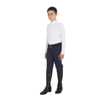 Polo da concorso da ragazzo aderente a maniche lunghe con 3 bottoni Avetis Equestro Polo da concorso da ragazzo aderente a maniche lunghe con 3 bottoni Avetis Equestro