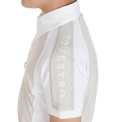 Polo da concorso bambino aderente maniche corte 4 bottoni Equestro Greggio Beige