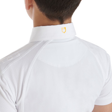 Polo da concorso bambino aderente maniche corte 4 bottoni Equestro Polo da concorso bambino aderente maniche corte 4 bottoni Equestro