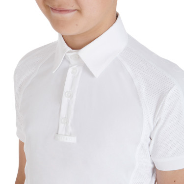 Polo da concorso bambino aderente maniche corte 4 bottoni Equestro Polo da concorso bambino aderente maniche corte 4 bottoni Equestro