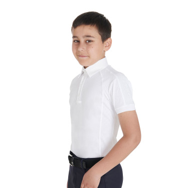Polo da concorso bambino aderente maniche corte 4 bottoni Equestro Polo da concorso bambino aderente maniche corte 4 bottoni Equestro