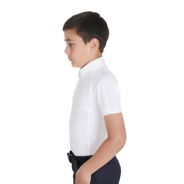 Polo da concorso bambino aderente maniche corte 4 bottoni Equestro Polo da concorso bambino aderente maniche corte 4 bottoni Equestro