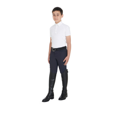 Polo da concorso bambino aderente maniche corte 4 bottoni Equestro Polo da concorso bambino aderente maniche corte 4 bottoni Equestro