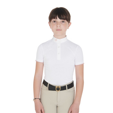 Polo da concorso traspirante da bambina aderente a maniche corte Clara Equestro Polo da concorso traspirante da bambina aderente a maniche corte Clara Equestro