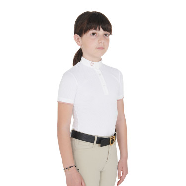 Polo da concorso traspirante da bambina aderente a maniche corte Clara Equestro Polo da concorso traspirante da bambina aderente a maniche corte Clara Equestro