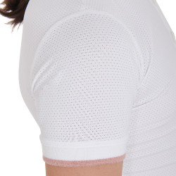 Polo da concorso traspirante da bambina aderente a maniche corte Clara Equestro Bianco