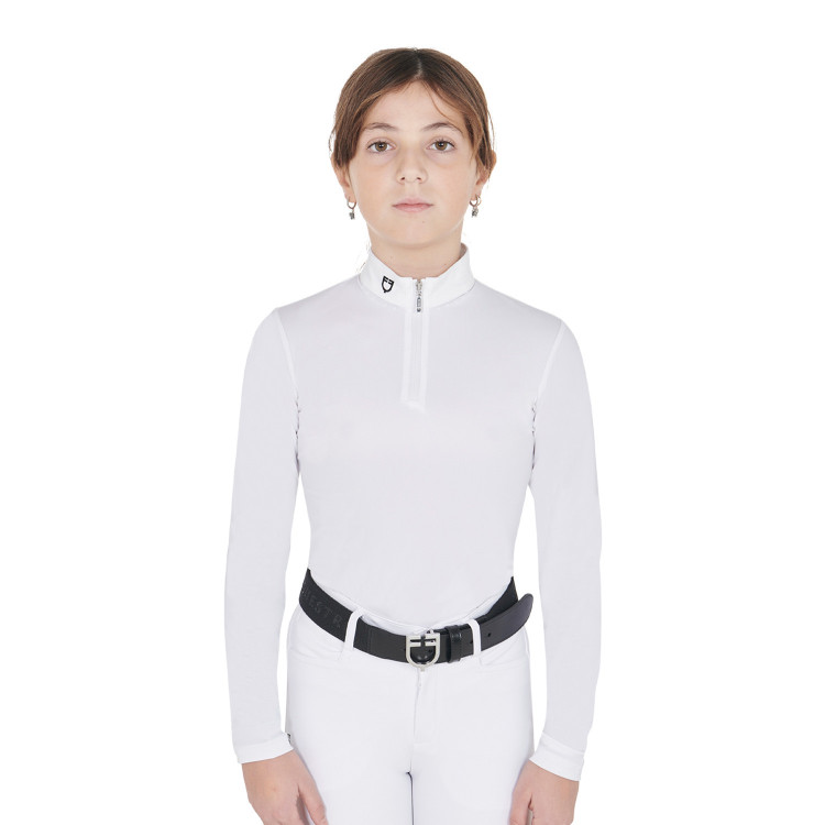 Polo da concorso da ragazza anti-UV aderente a maniche lunghe con zip Anahid Equestro Polo da concorso da ragazza anti-UV aderente a maniche lunghe con zip Anahid Equestro