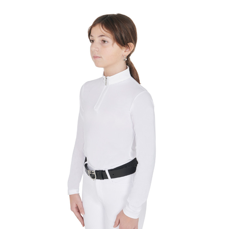 Polo da concorso da ragazza anti-UV aderente a maniche lunghe con zip Anahid Equestro Polo da concorso da ragazza anti-UV aderente a maniche lunghe con zip Anahid Equestro