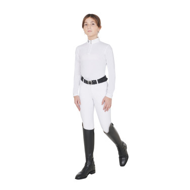 Polo da concorso da ragazza anti-UV aderente a maniche lunghe con zip Anahid Equestro Polo da concorso da ragazza anti-UV aderente a maniche lunghe con zip Anahid Equestro