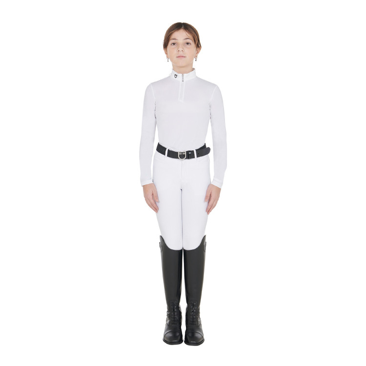 Polo da concorso da ragazza anti-UV aderente a maniche lunghe con zip Anahid Equestro Polo da concorso da ragazza anti-UV aderente a maniche lunghe con zip Anahid Equestro