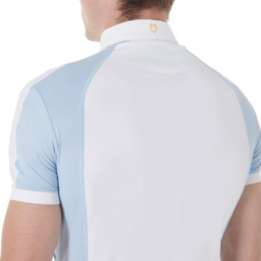 Polo da concorso aderente a maniche corte da uomo con 4 bottoni Equestro Polo da concorso aderente a maniche corte da uomo con 4 bottoni Equestro