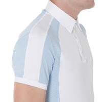 Polo da concorso aderente a maniche corte da uomo con 4 bottoni Equestro Azzurro cielo Blu