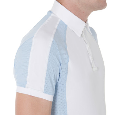 Polo da concorso aderente a maniche corte da uomo con 4 bottoni Equestro Polo da concorso aderente a maniche corte da uomo con 4 bottoni Equestro