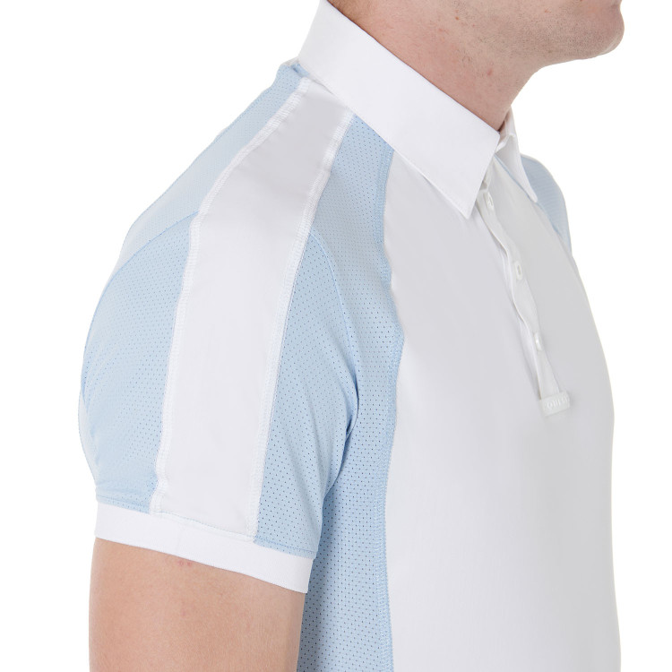 Polo da concorso aderente a maniche corte da uomo con 4 bottoni Equestro Polo da concorso aderente a maniche corte da uomo con 4 bottoni Equestro