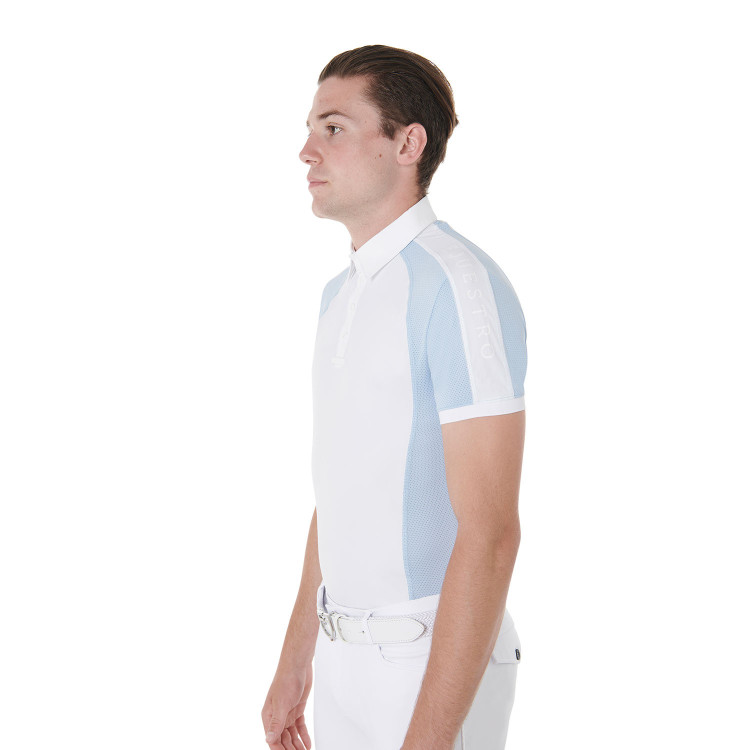 Polo da concorso aderente a maniche corte da uomo con 4 bottoni Equestro Polo da concorso aderente a maniche corte da uomo con 4 bottoni Equestro