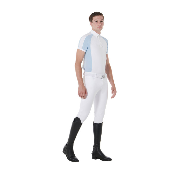 Polo da concorso aderente a maniche corte da uomo con 4 bottoni Equestro Polo da concorso aderente a maniche corte da uomo con 4 bottoni Equestro