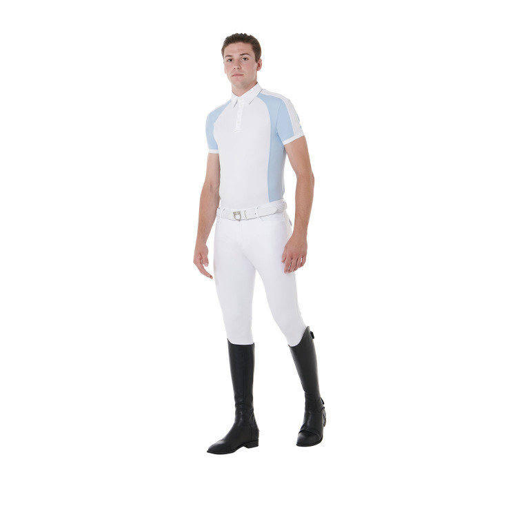 Polo da concorso aderente a maniche corte da uomo con 4 bottoni Equestro Polo da concorso aderente a maniche corte da uomo con 4 bottoni Equestro