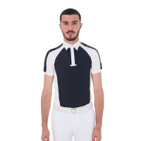 Polo da concorso aderente a maniche corte da uomo con 4 bottoni Equestro Blazer marine