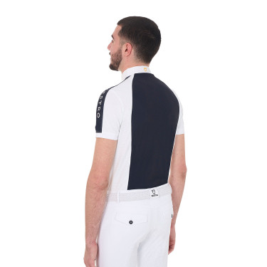 Polo da concorso aderente a maniche corte da uomo con 4 bottoni Equestro Polo da concorso aderente a maniche corte da uomo con 4 bottoni Equestro