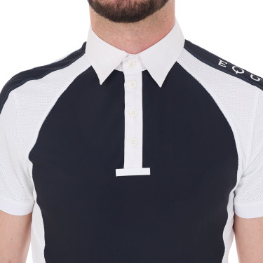 Polo da concorso aderente a maniche corte da uomo con 4 bottoni Equestro Polo da concorso aderente a maniche corte da uomo con 4 bottoni Equestro
