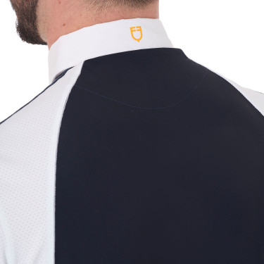 Polo da concorso aderente a maniche corte da uomo con 4 bottoni Equestro Polo da concorso aderente a maniche corte da uomo con 4 bottoni Equestro