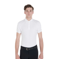 Polo da concorso aderente a maniche corte da uomo con 4 bottoni Equestro Bianco Polo da concorso aderente a maniche corte da uomo con 4 bottoni Equestro Bianco