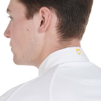 Polo da concorso aderente a maniche corte da uomo con 4 bottoni Equestro Bianco Polo da concorso aderente a maniche corte da uomo con 4 bottoni Equestro Bianco