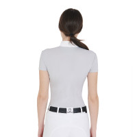 Polo da concorso aderente a maniche corte da donna Mariam Equestro Grigio / bianco Polo da concorso aderente a maniche corte da donna Mariam Equestro Grigio / bianco