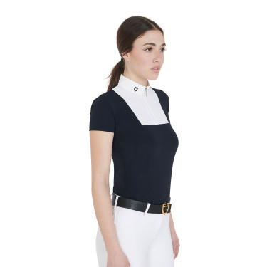 Polo da concorso aderente a maniche corte da donna Mariam Equestro Marino / bianco Blu Polo da concorso aderente a maniche corte da donna Mariam Equestro Marino / bianco Blu