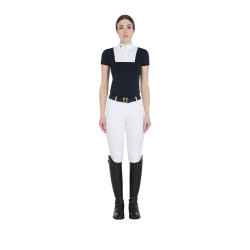Polo da concorso aderente a maniche corte da donna Mariam Equestro Marino / bianco Blu Polo da concorso aderente a maniche corte da donna Mariam Equestro Marino / bianco Blu