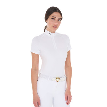 Polo da concorso aderente in tessuto stretch con zip e mesh da donna Taline Equestro Polo da concorso aderente in tessuto stretch con zip e mesh da donna Taline Equestro