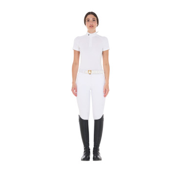 Polo da concorso aderente in tessuto stretch con zip e mesh da donna Taline Equestro Polo da concorso aderente in tessuto stretch con zip e mesh da donna Taline Equestro