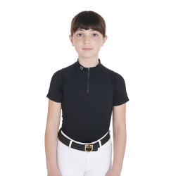 Polo da allenamento tecnico a maniche corte per bambino con zip Equestro