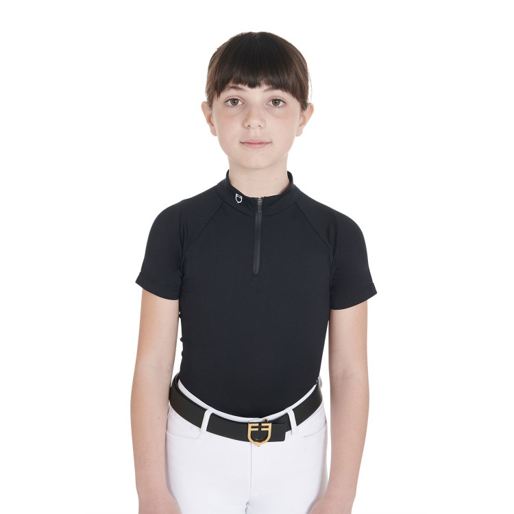 Polo da allenamento tecnico a maniche corte per bambino con zip Equestro