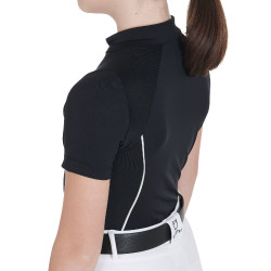 Polo da allenamento tecnico a maniche corte per bambino con zip Equestro Nero Polo da allenamento tecnico a maniche corte per bambino con zip Equestro Nero