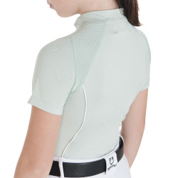 Polo da allenamento tecnico a maniche corte per bambino con zip Equestro Verde chiaro