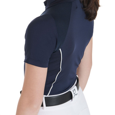 Polo da allenamento tecnico a maniche corte per bambino con zip Equestro Marina Blu marino