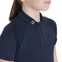 Polo da allenamento tecnico a maniche corte per bambino con zip Equestro Marina Blu marino