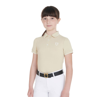 Polo da allenamento tecnico per bambini in tessuto antibatterico Equestro Tan Oxford Rosa