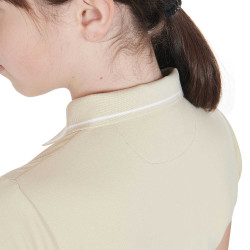 Polo da allenamento tecnico per bambini in tessuto antibatterico Equestro Tan Oxford Rosa
