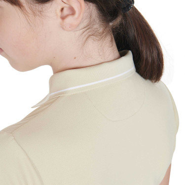 Polo da allenamento tecnico per bambini in tessuto antibatterico Equestro Tan Oxford Rosa