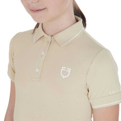Polo da allenamento tecnico per bambini in tessuto antibatterico Equestro Tan Oxford Rosa